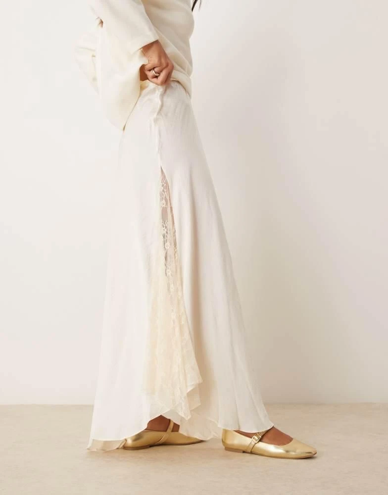 Free People Free People lace insert satin maxi skirt in cream 1