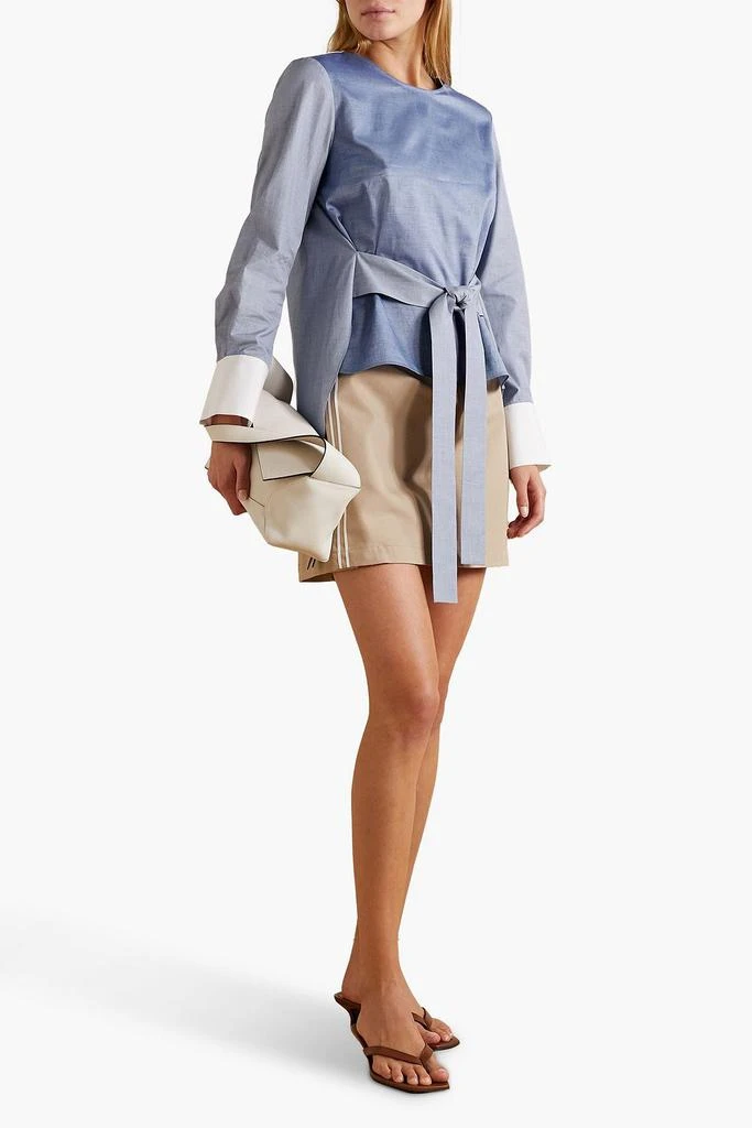 Partow Callie tie-front color-block cotton top 2