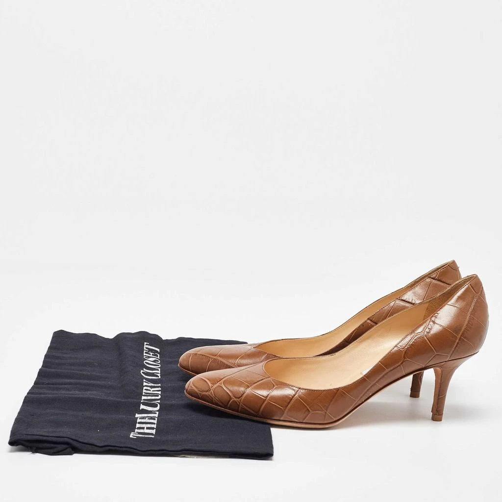 Jimmy Choo Jimmy Choo Brown Croc Embossed Leather Pumps Size 38.5 9