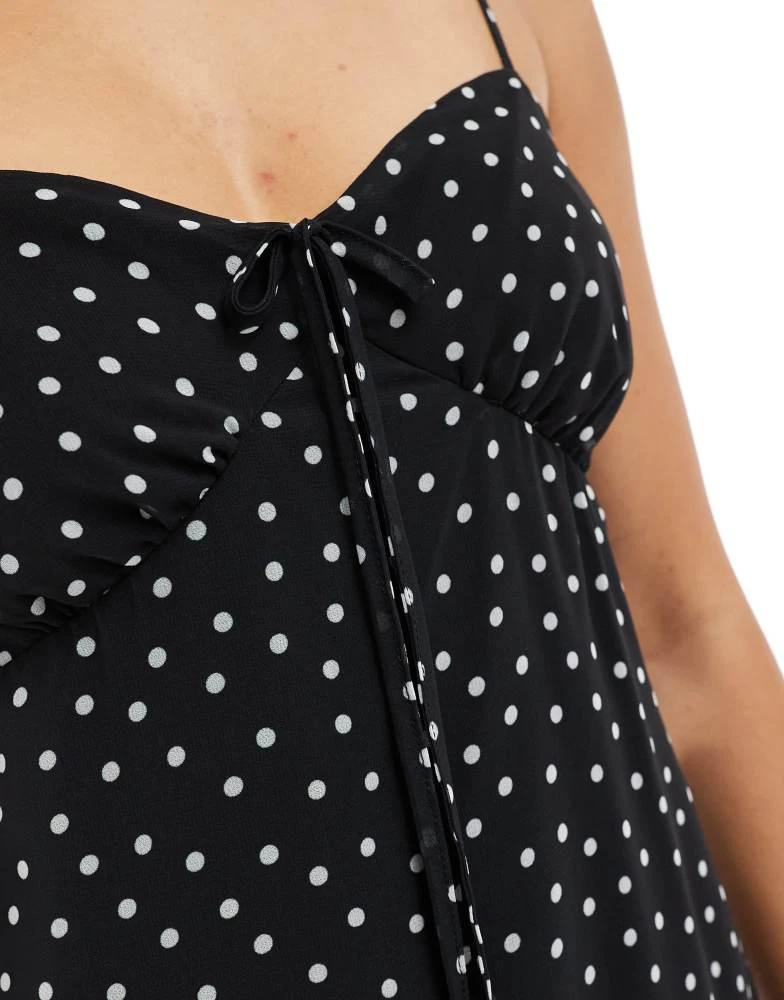 New Look New Look strappy chiffon mini dress in black spot 4