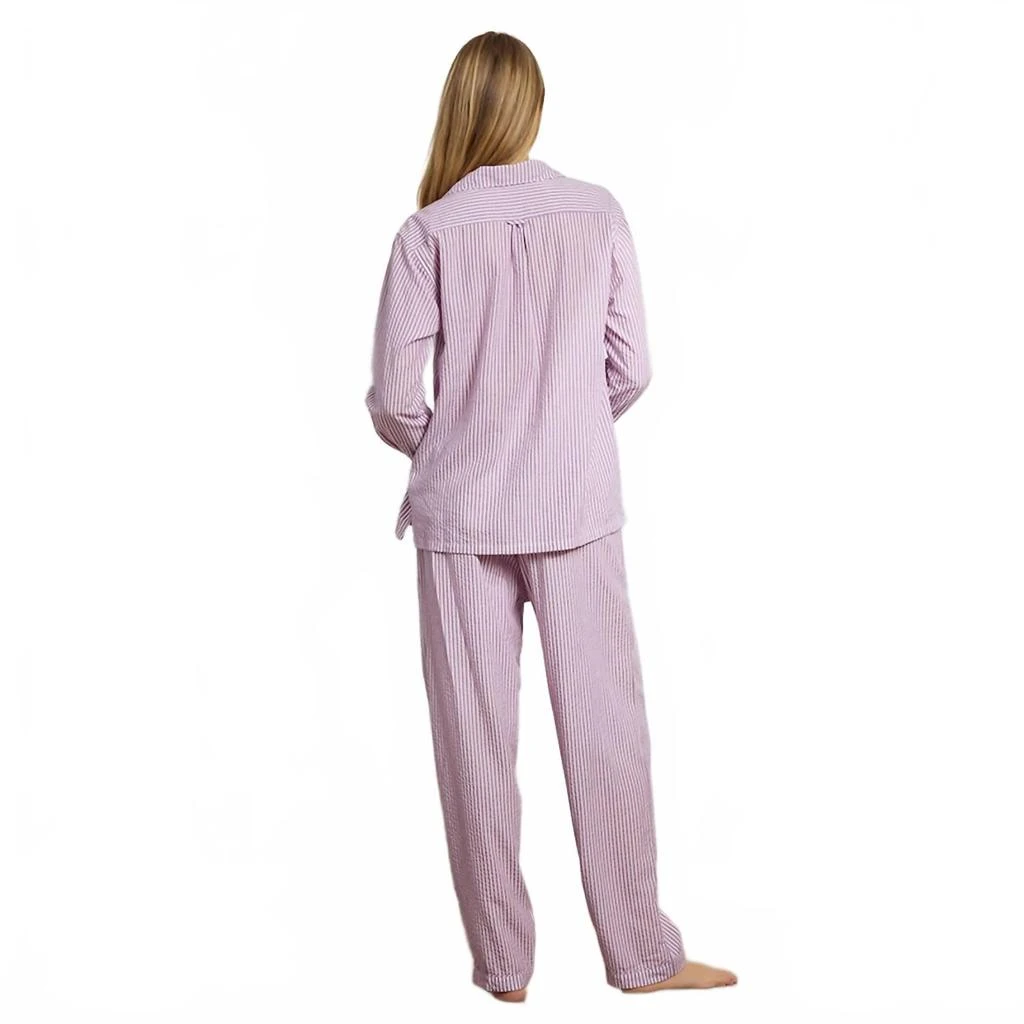 The Sleep Code Ticking Stripe Long Pj Set In Berry 2