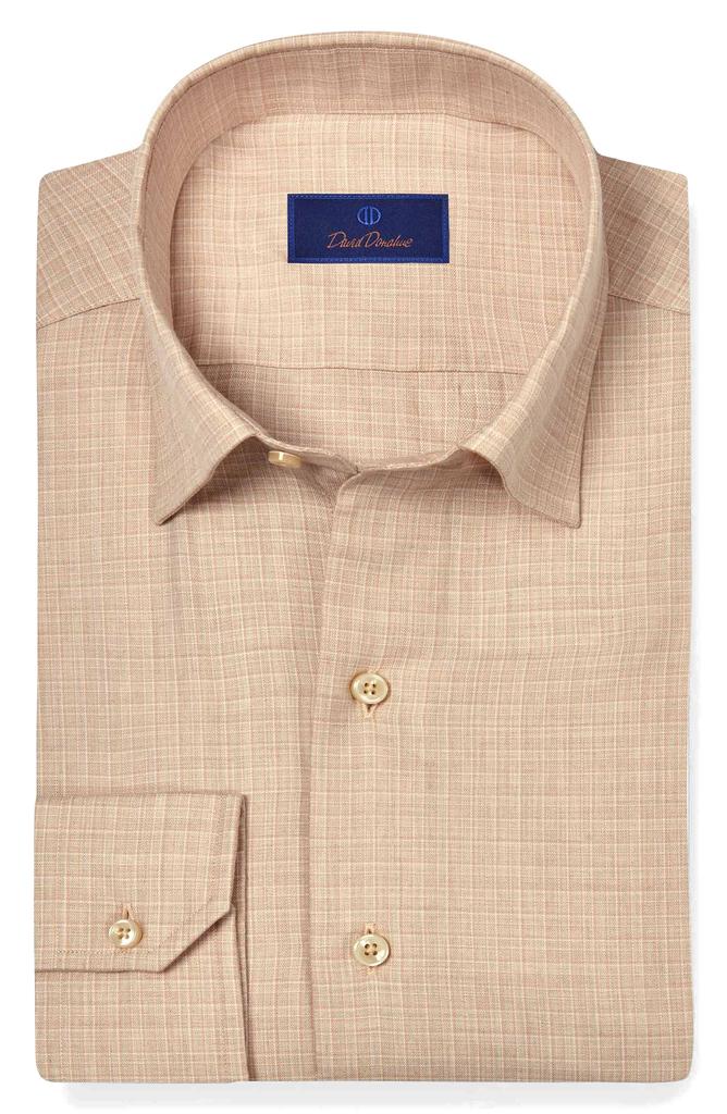David Donahue Melange Twill Check Sport Shirt