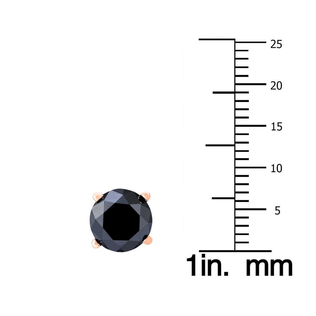 SSELECTS 2 Carat Tw Round Black Diamond Solitaire Stud Earrings In 10K Rose Gold