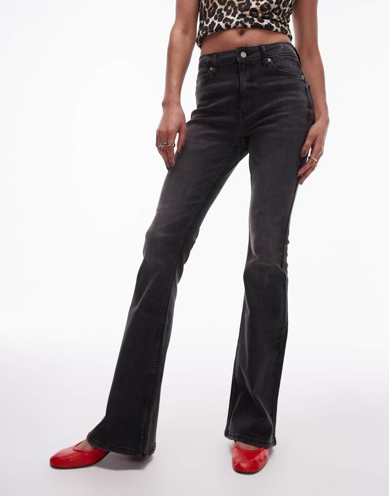 Topshop Topshop Jamie flare high rise jean in washed black