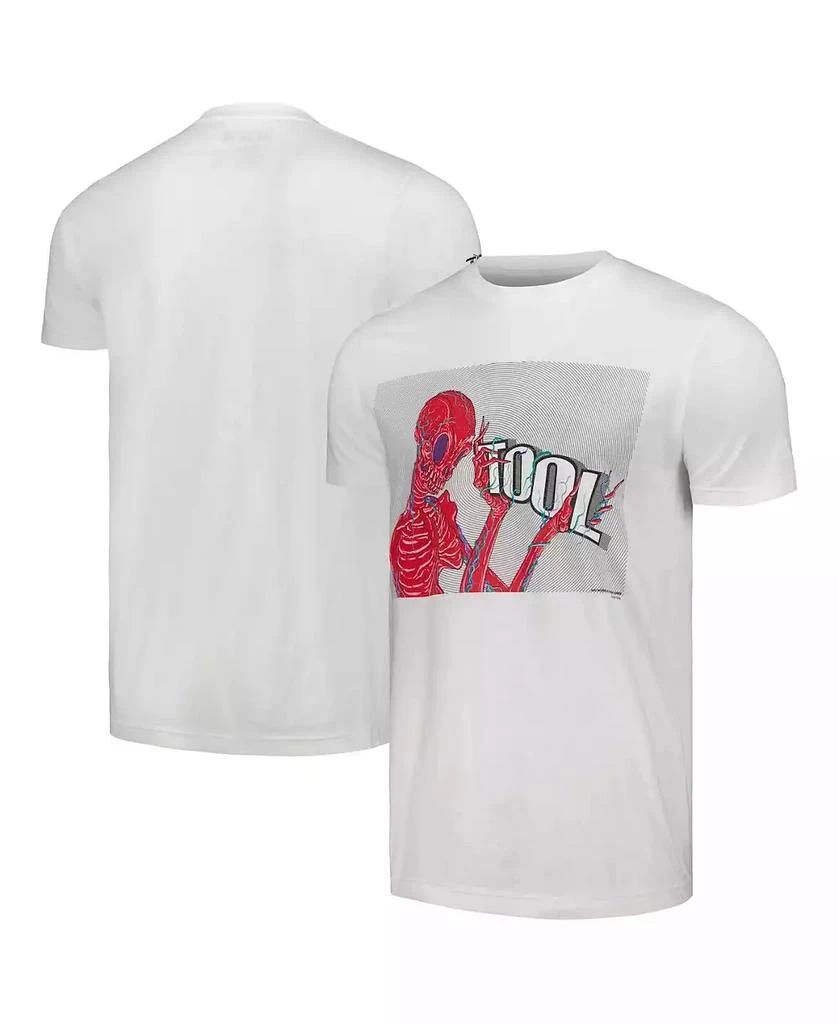 Merch Traffic Men's and Women's White Tool Skeleton Holding Logo T-shirt 1