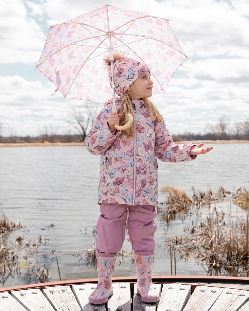 Deux par Deux 3-in-1 Two-Piece Mid-Season Outerwear Set Pink with Printed Butterflies 2