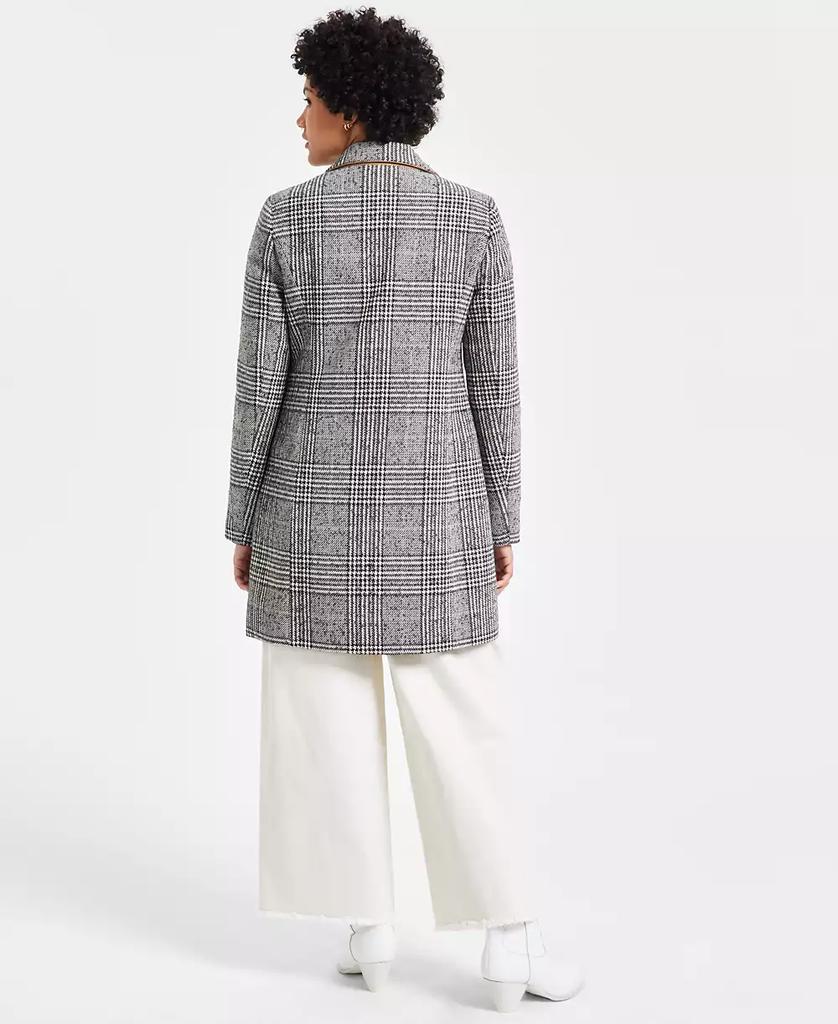 Maralyn & Me Juniors' Houndstooth Long-Sleeve Reefer Coat