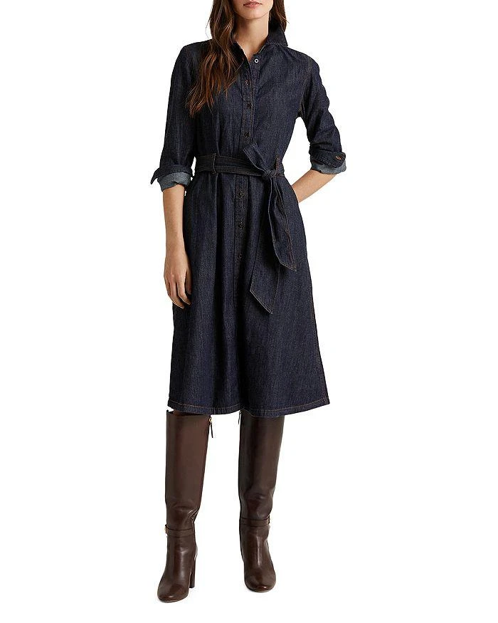white christmas dresses Lauren Ralph Lauren Denim A-Line Shirtdress – Dark Rinse Wash – Vanessa Jane main image 0
