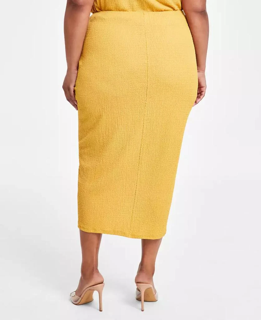 Nina Parker Plus Size Textured Drawstring-Ruched Skirt 2
