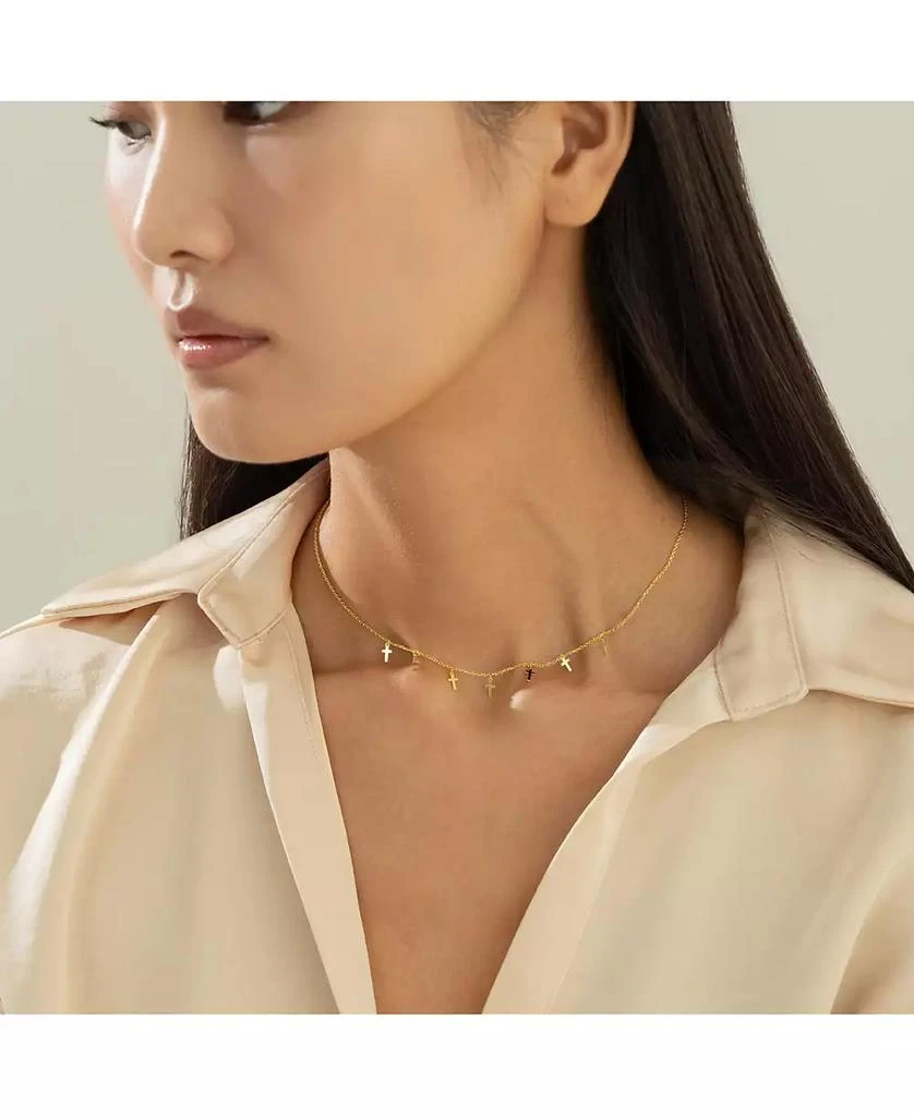 Bearfruit Jewelry Sterling Silver 18k Gold Plated Brianna Cross Necklace Trendy Style 3