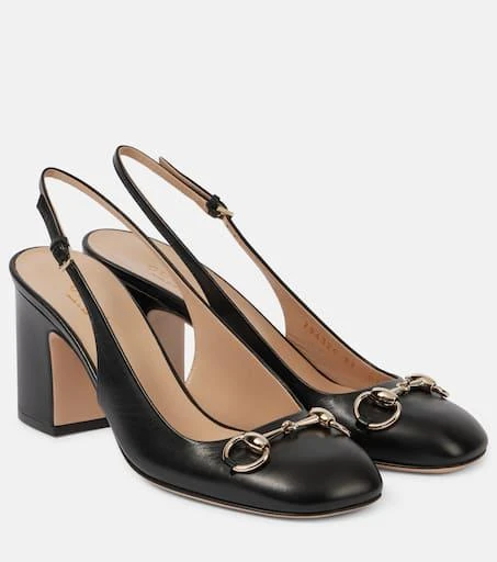 Gucci Horsebit leather slingback pumps 1