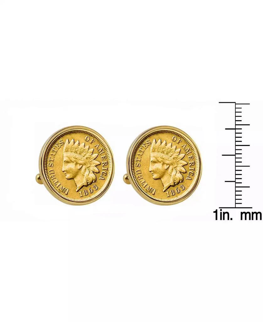 American Coin Treasures Gold-Layered 1800's Indian Penny Bezel Coin Cuff Links 2