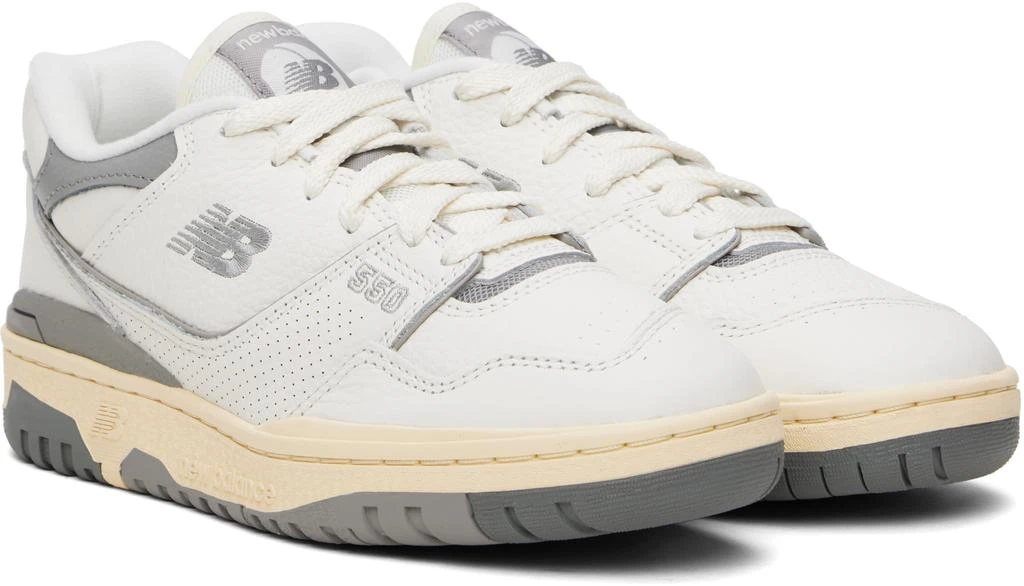 New Balance White & Gray 550 Sneakers 4