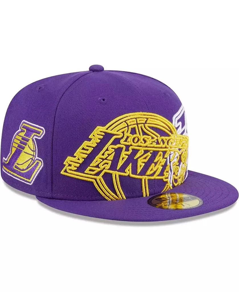 New Era Men's Purple Los Angeles Lakers Game Day Hollow Logo Mashup 59FIFTY Fitted Hat 1