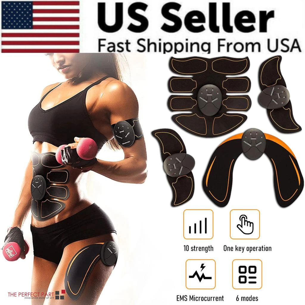 EMS Abdominal Muscle Toning Trainer ABS Stimulator Toner Fitness Binder Gym Belt - Abs + Arms + Hips from Premium Outlets