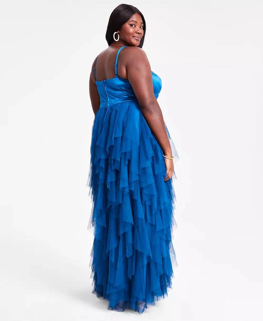 City Studios Trendy Plus Size Corset-Bodice Ruffled-Skirt Gown 3