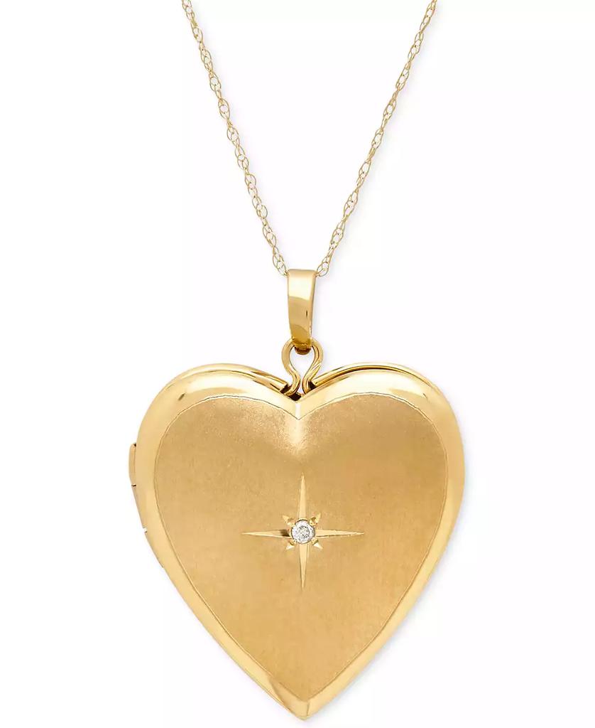 Italian Gold Diamond Accent Heart Locket 18" Pendant Necklace in 10k Gold