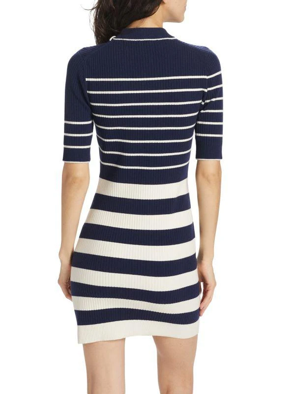 SIMKHAI Noah Asymmetric Stripe Ribbed Wool Minidress 2