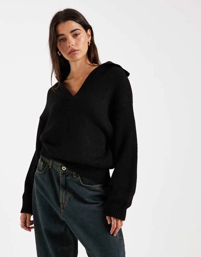 ASOS ASOS DESIGN knitted polo top in black