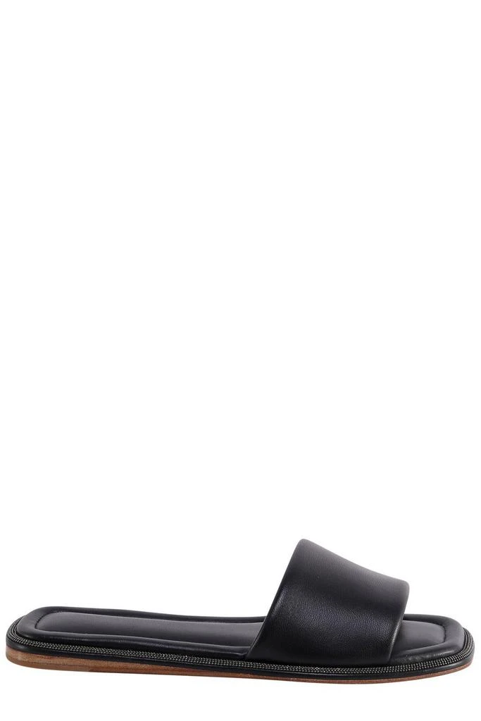 Brunello Cucinelli Brunello Cucinelli Square Toe Slip-On Slides 1