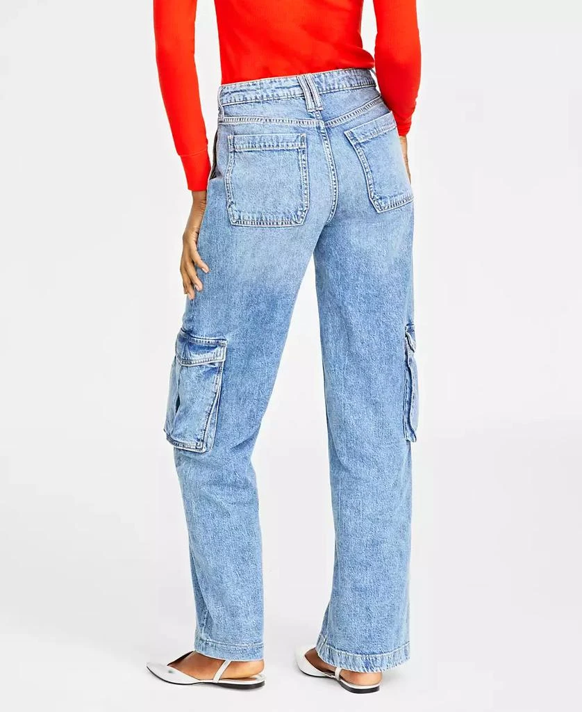 On 34th Plus Size Women's Light Wash High Rise Utility Cargo Jeans, Created for Macy's 6
