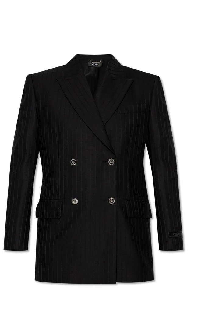 Versace Versace Double Breasted Pinstripe Blazer from Cettire