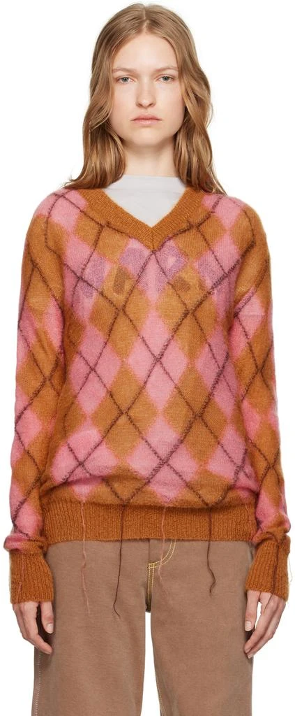 Marni Pink & Brown Argyle Sweater 1