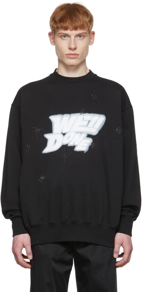 We11done Black Cotton Sweatshirt