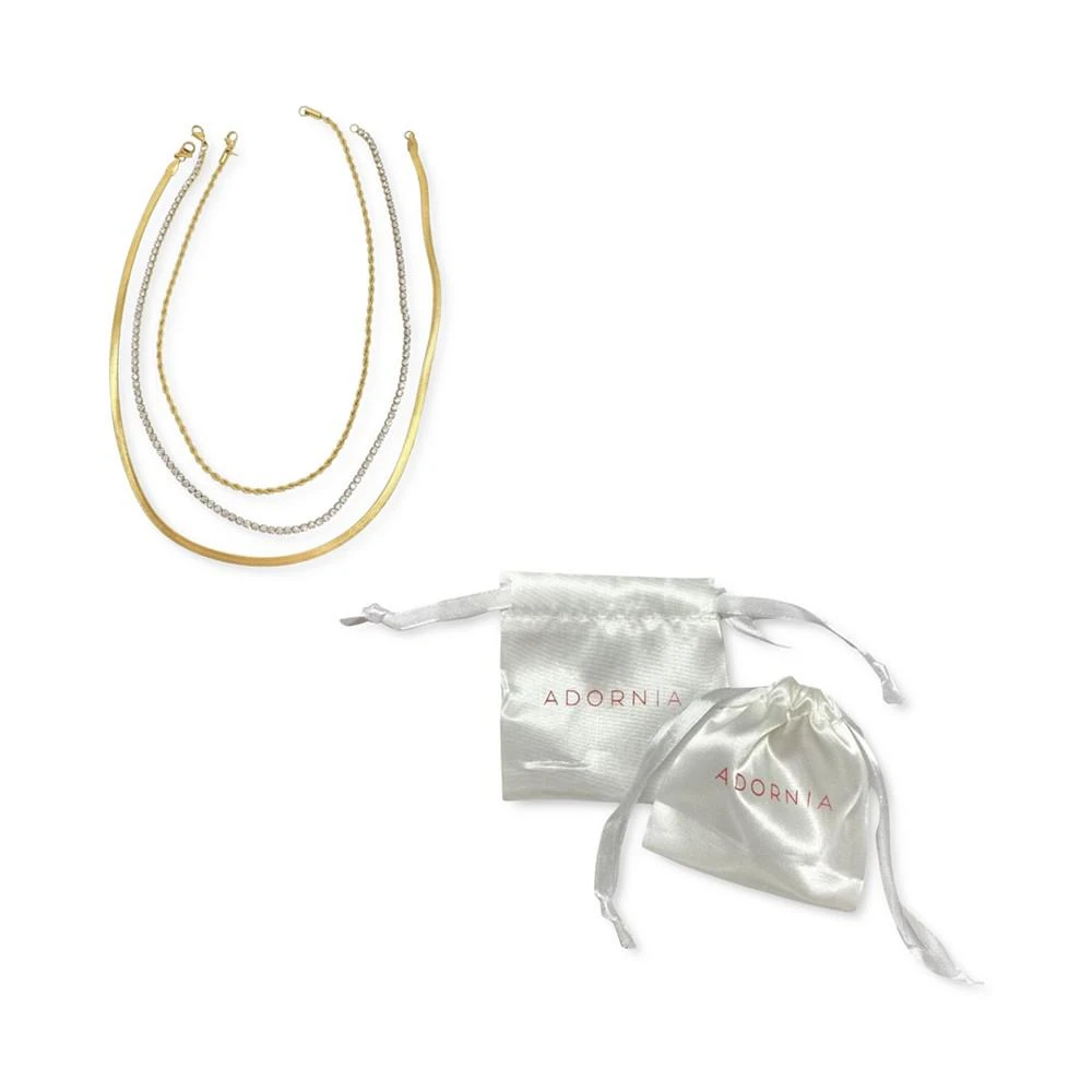 ADORNIA Herringbone Chain, Rope Chain, and Tennis Necklace Set 2