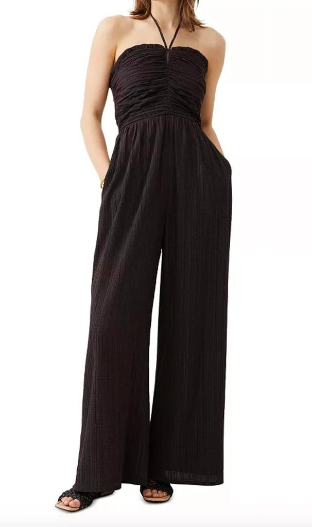 French Connection Bonny Pleated Jumpsuit In Chocolate 1