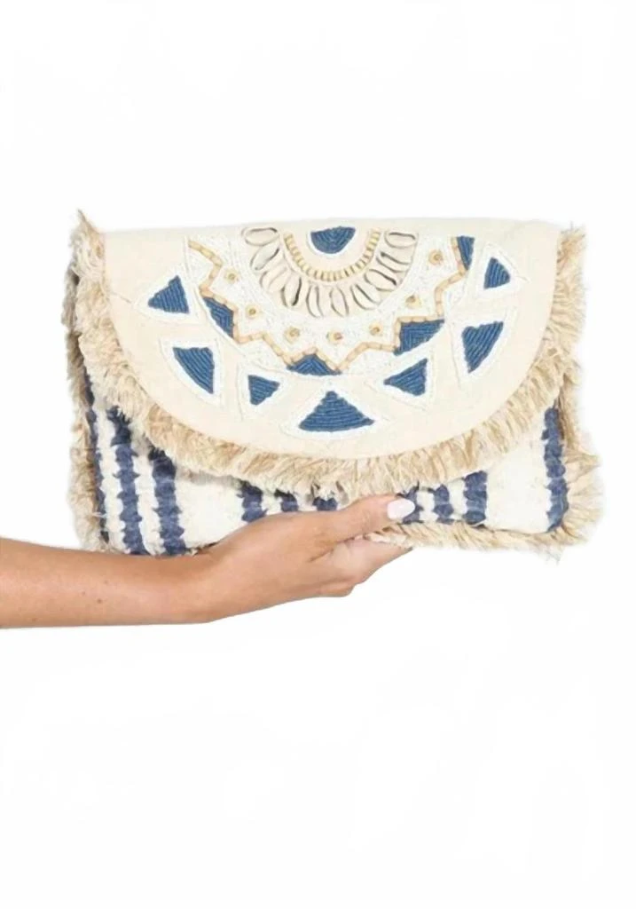 Antik Kraft Women's Coastal Shell Clutch Bag In White 4