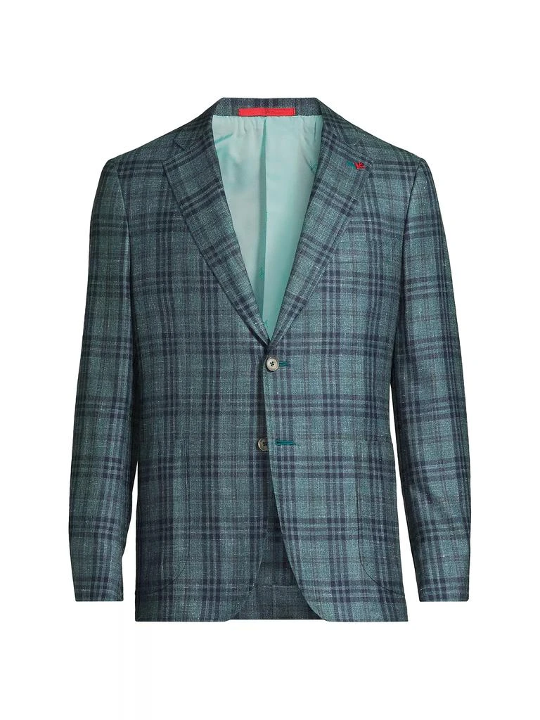Isaia Check Wool-Blend Two-Button Blazer 1