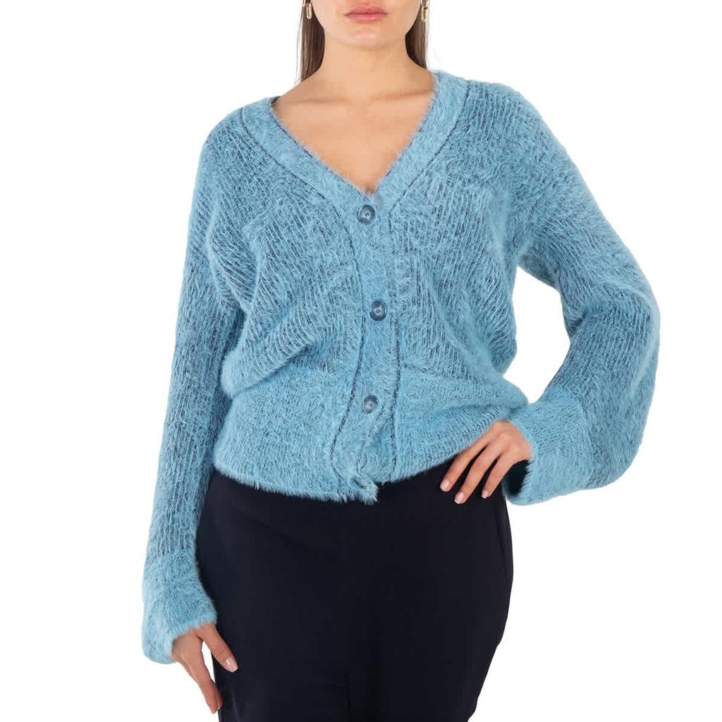 Stella McCartney Ladies Blue Fluffy Knit Cardigan