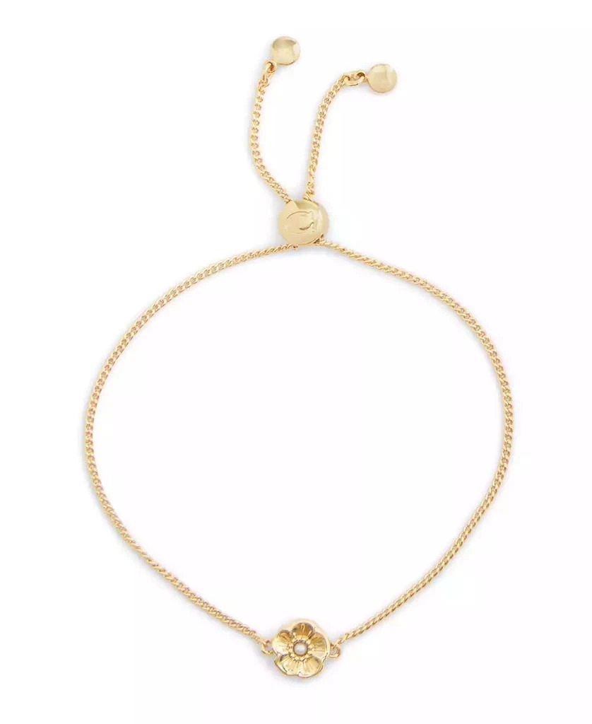 Coach Faux Cultivated Pearl Signature Tea Rose Slider Bracelet 1