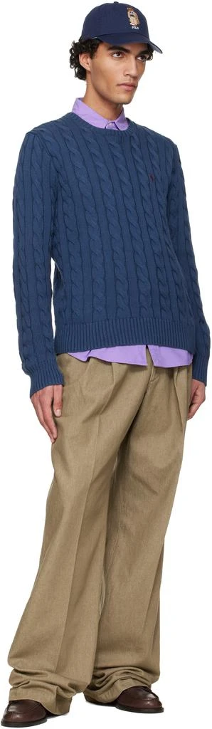 Ralph Lauren Navy Cable-Knit Cotton Sweater 4