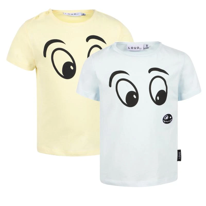 Loud Apparel Thought logo t shirts set in light yellow and light blue 1
