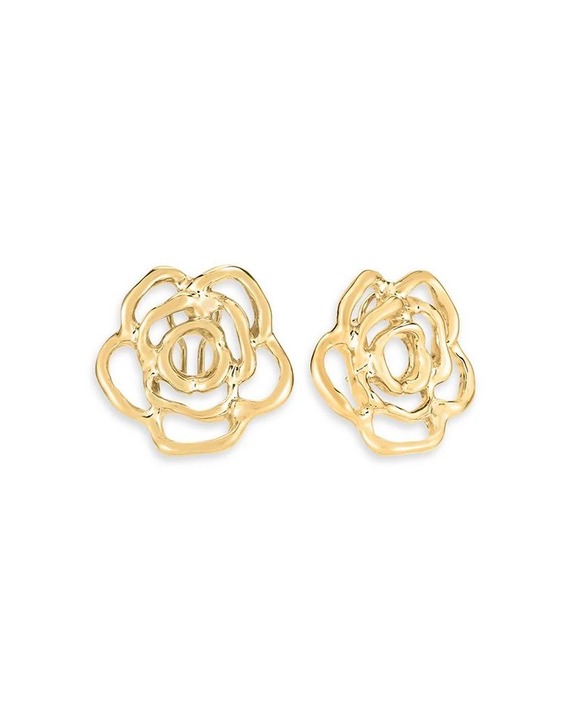 Roberto Coin 18K Yellow Gold Bold Gold Oro Classic Openwork Rose Stud Earrings 1