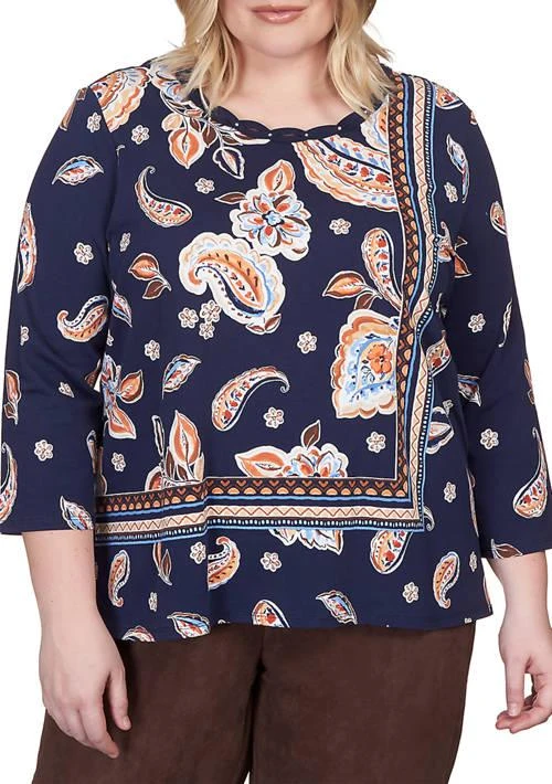 Alfred Dunner Dunner Plus Size Paisley Border Print Top 1