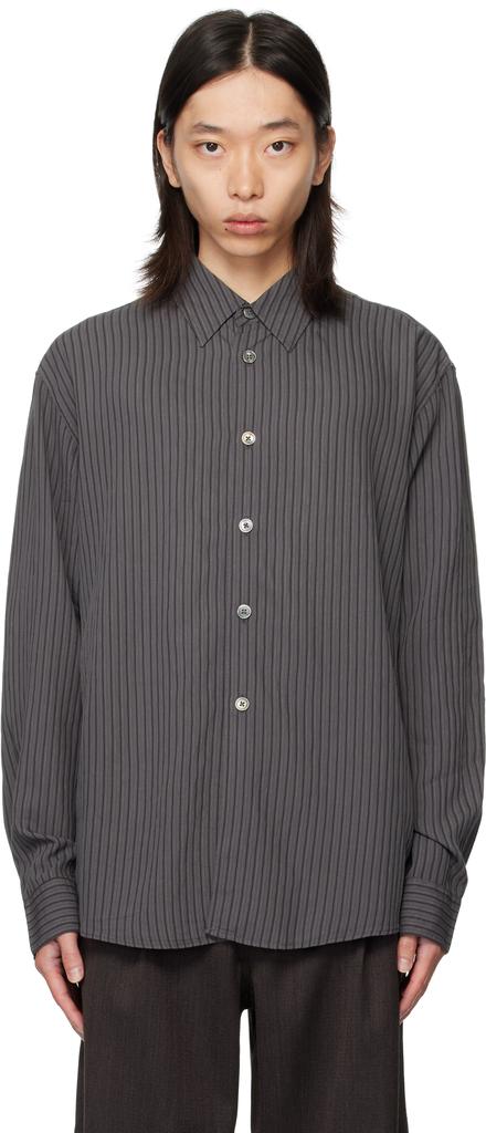 Our Legacy Beyond Shirt Charcoal Silk Blend Shirt With Long