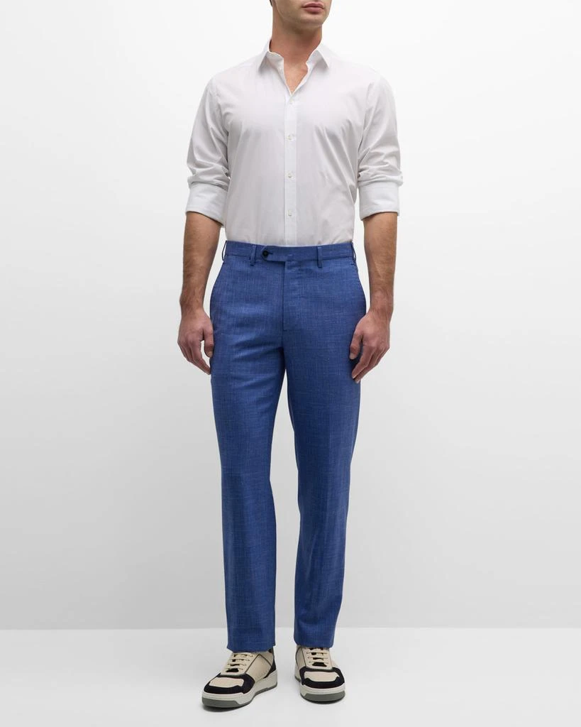 Isaia Men's Cropped Linen-Blend Pants 2
