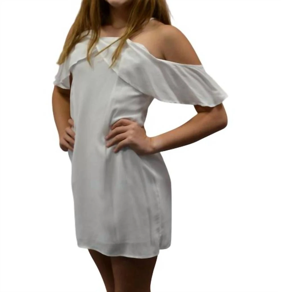 BB Dakota Cold Shoulder Flounce Mini Dress In White 1