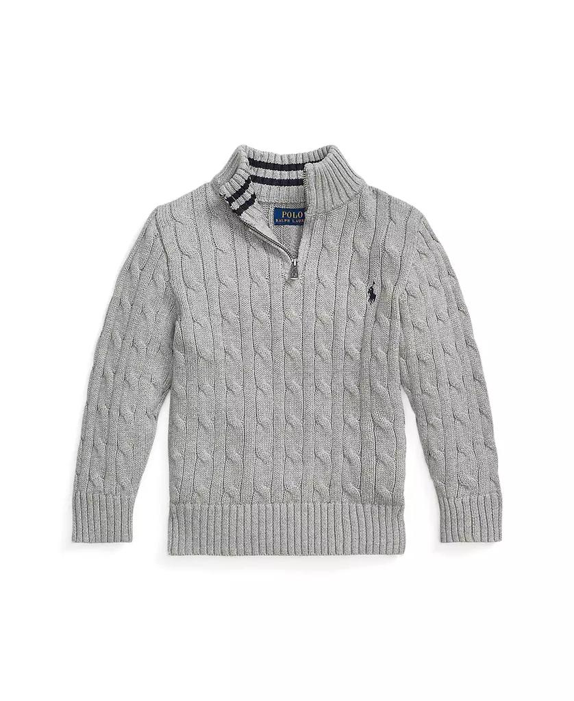 Ralph Lauren Little and Toddler Boys Cable-Knit Cotton Quarter-Zip Sweater