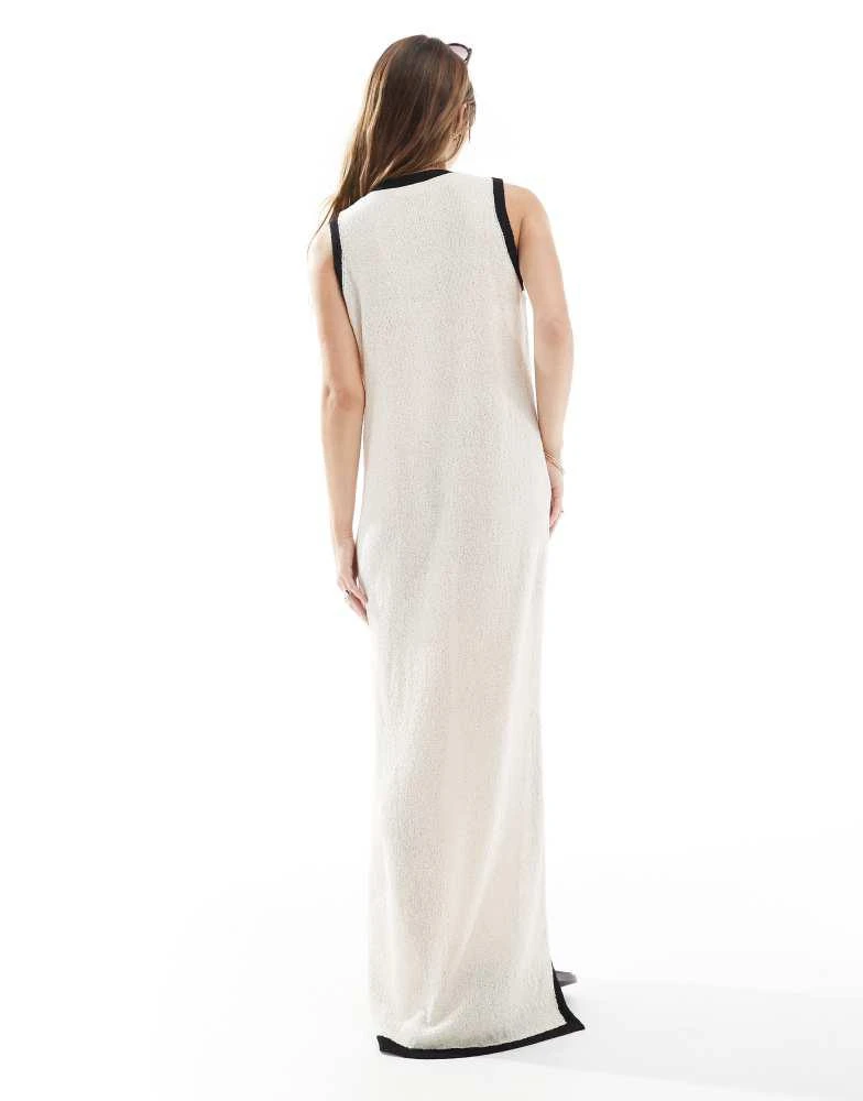 4th & Reckless contrast trim sleeveless v neck knitted beach maxi dress in ecru On Sale Now with Up to 10% Off | Discover Exclusive Deals & Savings at BeyondStyle 4th & Reckless contrast trim sleeveless v neck knitted beach maxi dress in ecru On Sale Now with Up to 10% Off | Discover Exclusive Deals & Savings at BeyondStyle