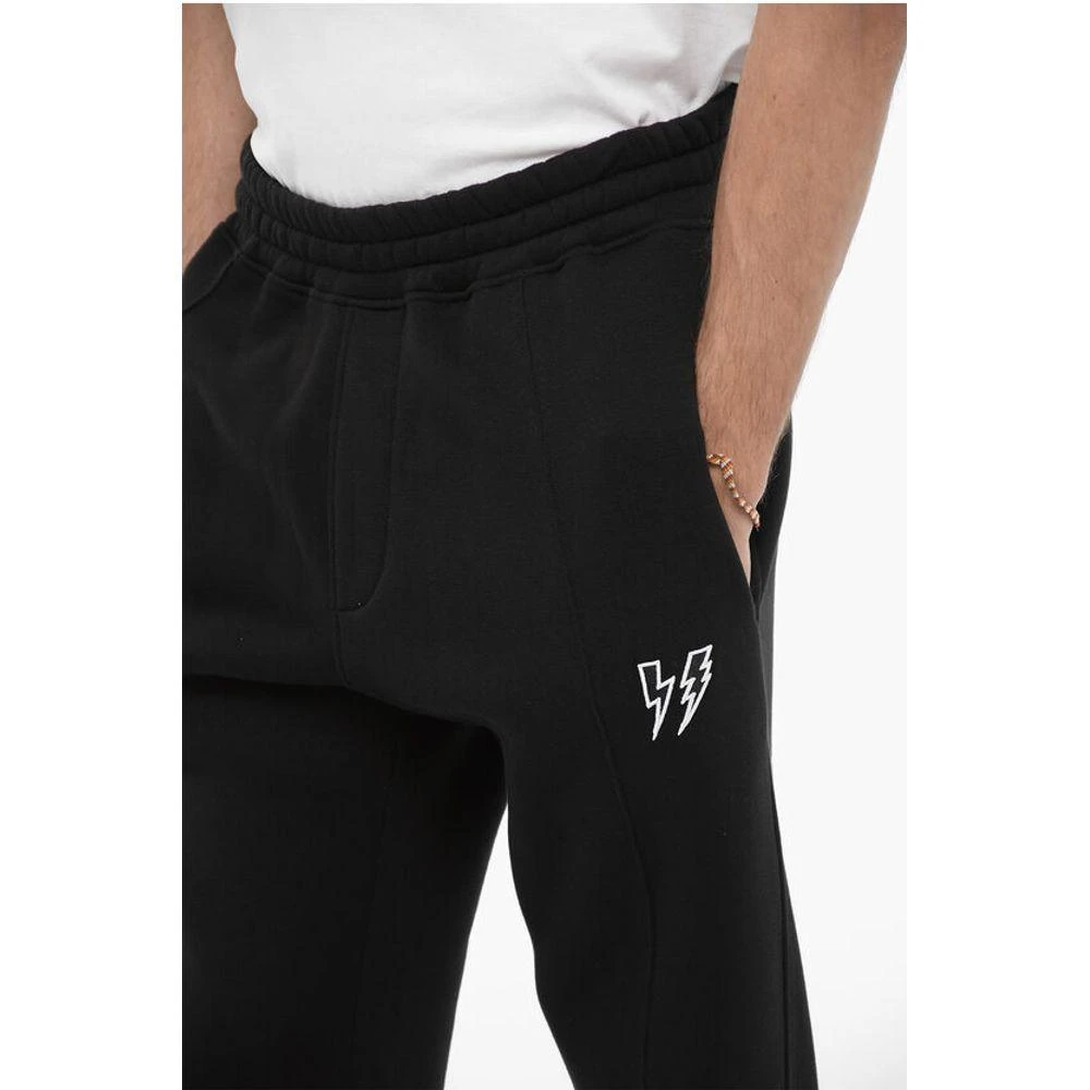 Neil Barrett Fleeced Cotton Blend Loose Fit Joggers with Thunderbolts Men's Emb 3