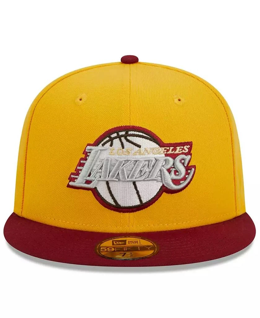 New Era Men's Yellow, Red Los Angeles Lakers Fall Leaves 2-Tone 59FIFTY Fitted Hat 2