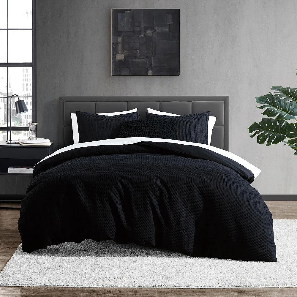 DKNY Modern Waffle Duvet Cover Set, Full/Queen 1