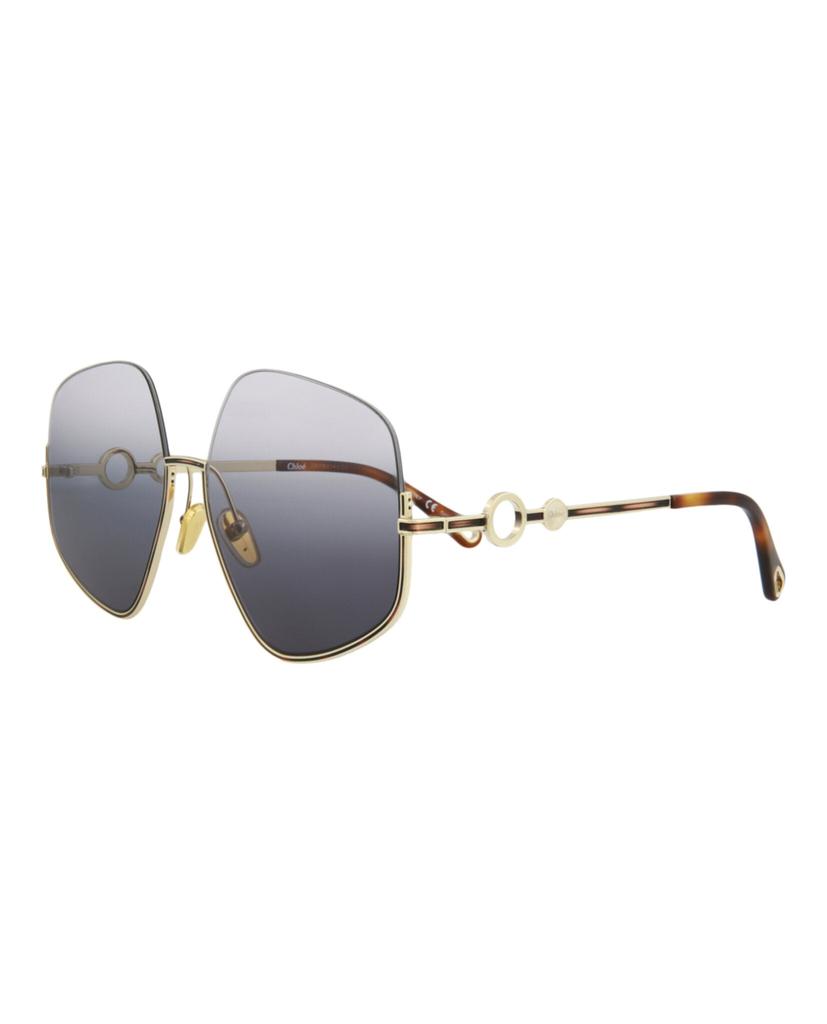 Chloé Square-Frame Metal Sunglasses