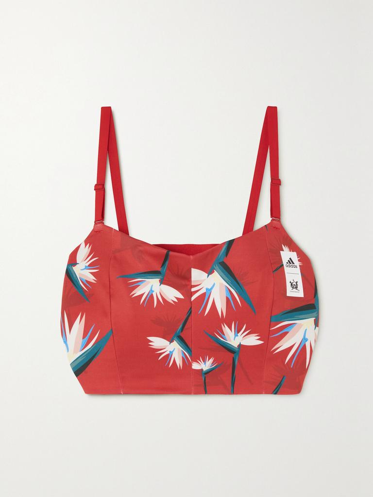 Adidas X Thebe Magugu 花卉印花弹力再生平纹布运动文胸