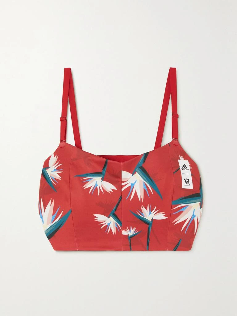 Adidas X Thebe Magugu 花卉印花弹力再生平纹布运动文胸 1