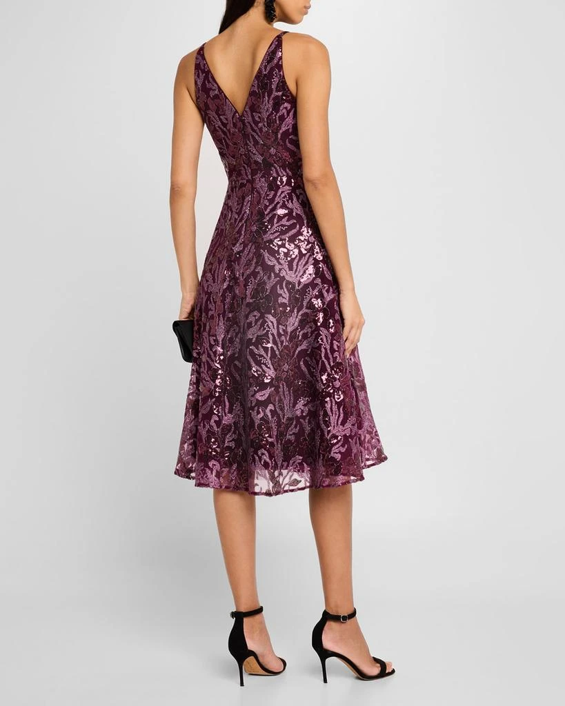 Dress the Population Black Label Elisa Sequin Floral Applique Midi Dress 3